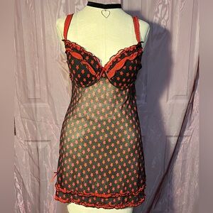 Sexy Black and Red Star Sheer Lingerie